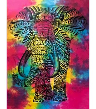 Trippy Sheetz Festive Elephant Tapestry