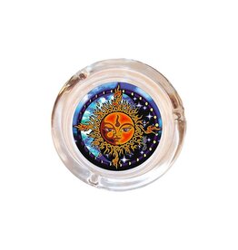 4" Diameter Sun Mikio Kennedy Glass Ashtray
