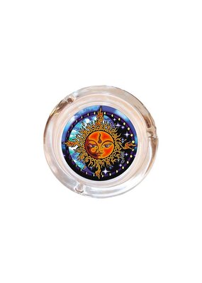 4" Diameter Sun Mikio Kennedy Glass Ashtray