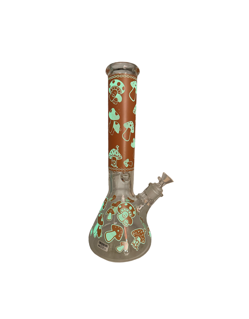 14" Mushroom Glow in the Dark Beaker Water Pipe