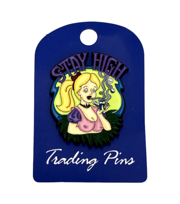 Trading Pins Modern Alice in Wonderland Stay High Hat Pin / Lapel Pin