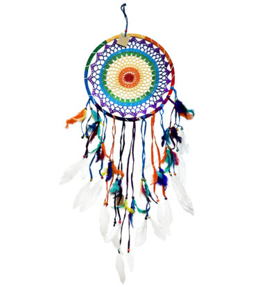 12" Chakra Rainbow Crochet Dreamcatcher