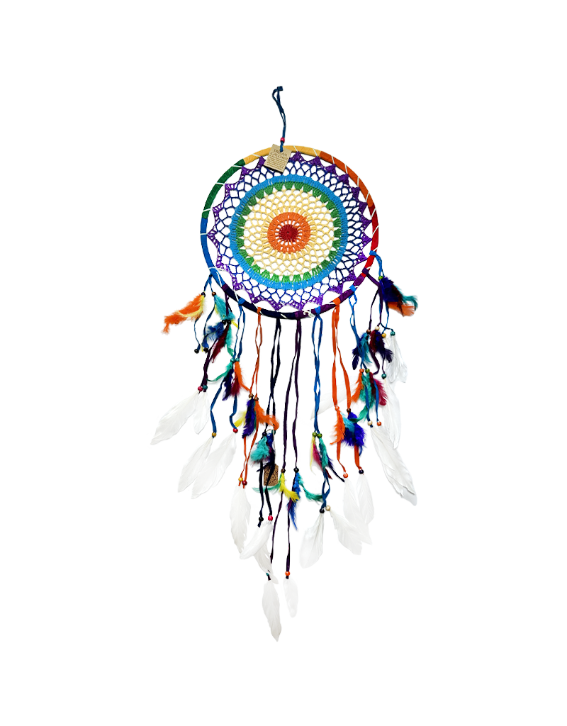 12" Chakra Rainbow Crochet Dreamcatcher