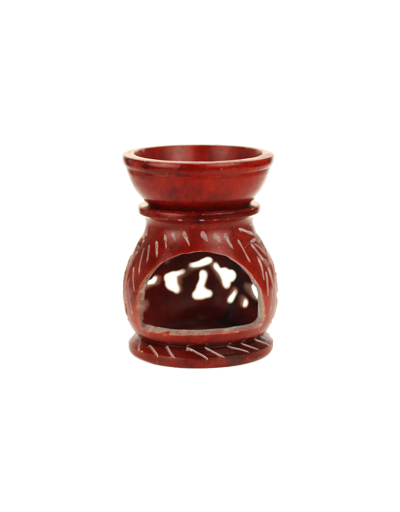 Carved Round Leaves Soapstone Oil Diffuser 3.25"H