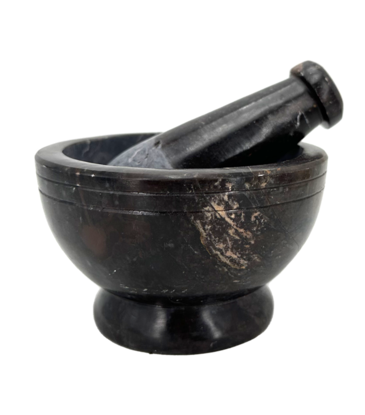 Om Imports DarkTone Soapstone Mortar and Pestle 4"D