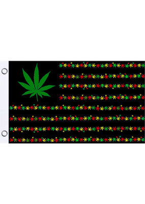 Fly Flags - Rasta Herbal Leaf American Flag