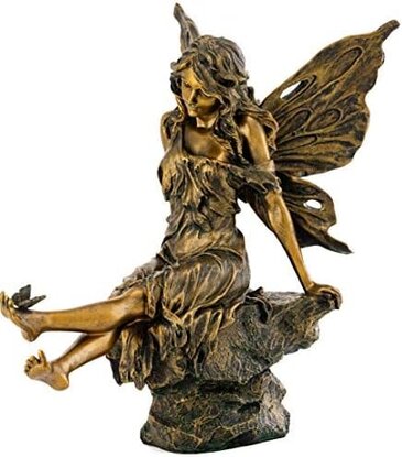 Fairy Aster with Butterfly on Feet Statue 14"H