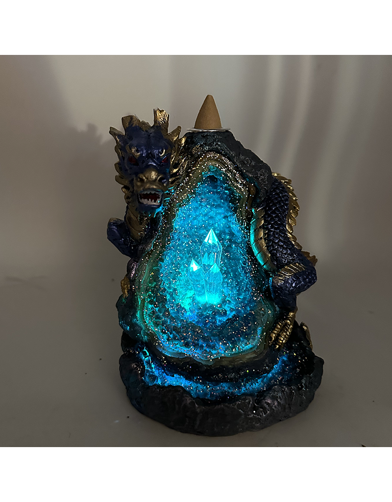 Chinese Dragon LED Backflow Incense Burner Blue