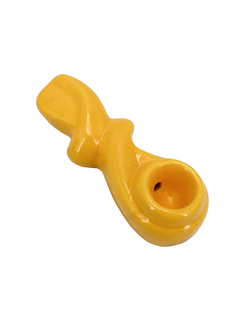 3" Twisty Ceramic Hand Pipe Tangerine