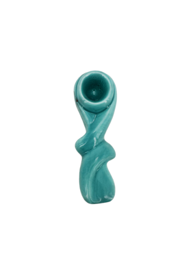 3" Twisty Ceramic Hand Pipe Turquoise