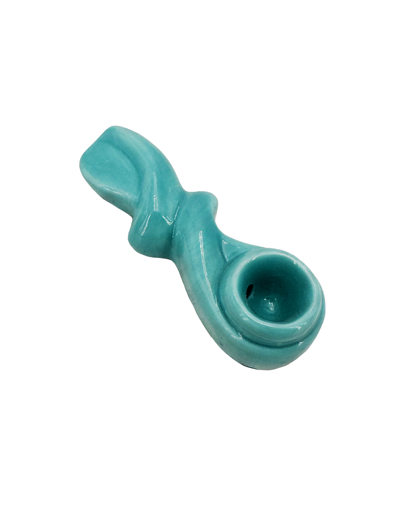 3" Twisty Ceramic Hand Pipe Turquoise