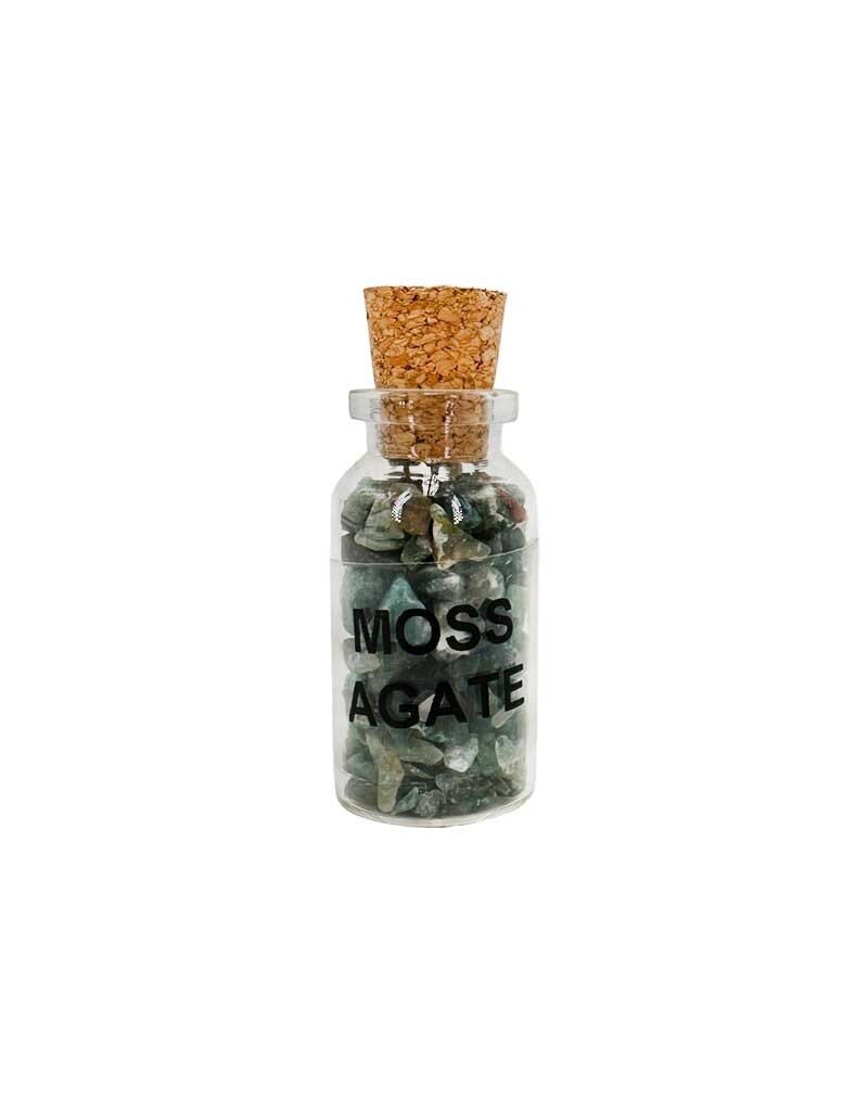Moss Agate Gemstone Bottle 3"H