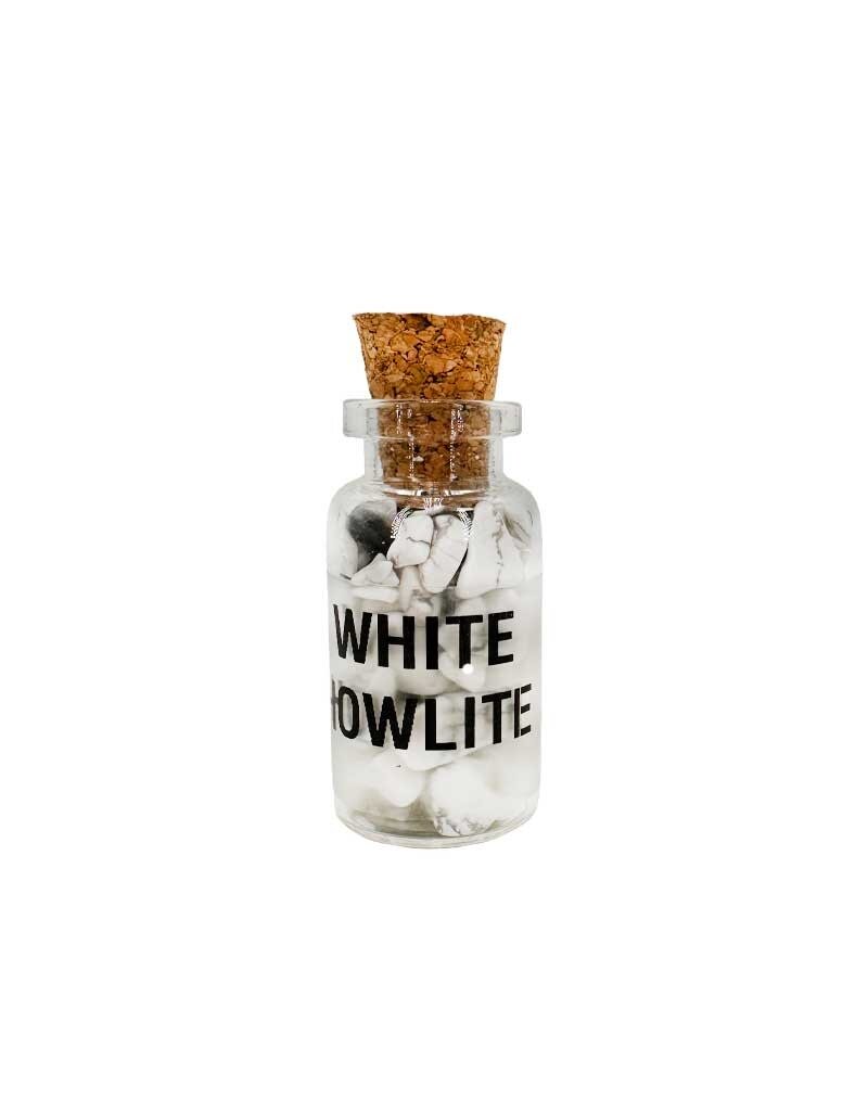 White Howlite Gemstone Bottle 3"H