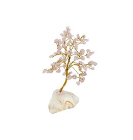 Rose Quartz 100 Chip Gemstone Tree with Cluster Base 7"H