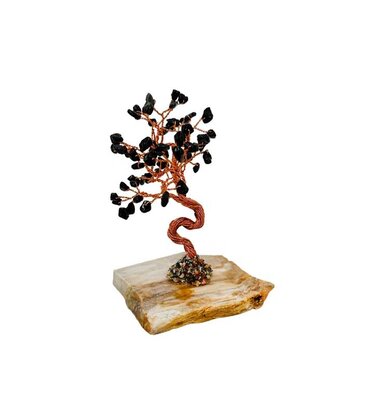 Crystal River Gems Tourmaline Gemstone Tree with Petrified Wood Base