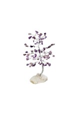 Amethyst 100 Chip Gemstone Tree with Cluster Base 7"H