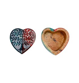 Carved Tree of Life Heart Shaped Storage Box 3"D