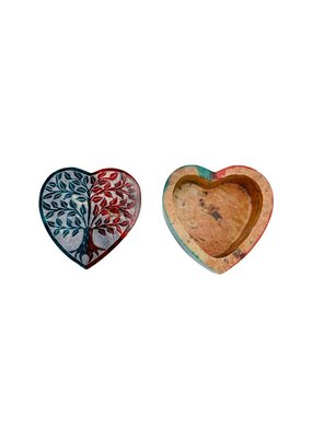 Carved Tree of Life Heart Shaped Storage Box 3"D
