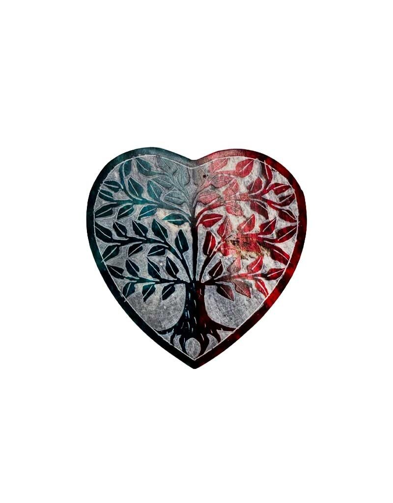 Carved Tree of Life Heart Shaped Storage Box 3"D