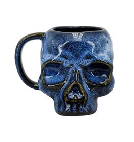 Glazed Ceramic Skull Mug Blue