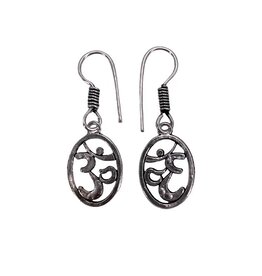 Om Symbol White Metal Earrings