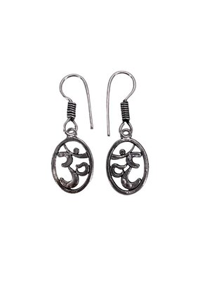 Om Symbol White Metal Earrings