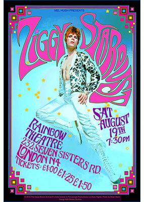 David Bowie Ziggy Stardust Concert Poster - 14" x 23.5"