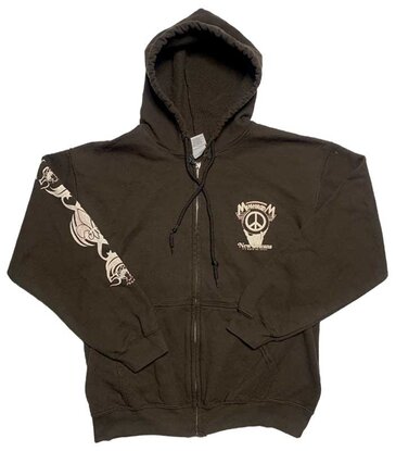 Mushroom Mushroom Hand Of Peace Zip-Up Hoodie Brown