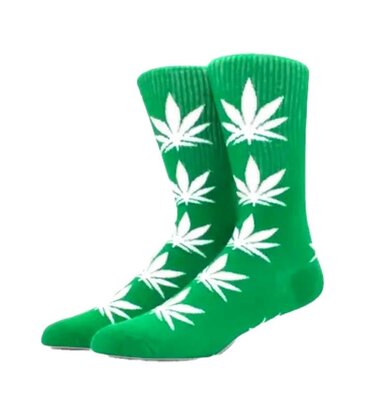 Weed Leaf Socks - White and Green