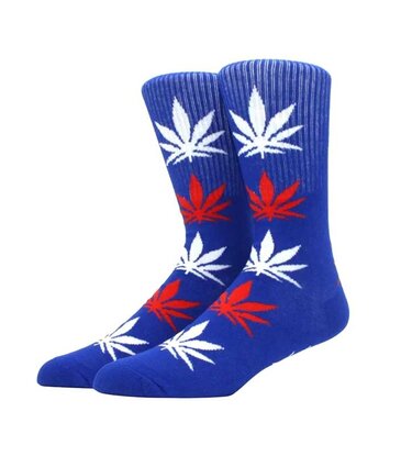 Weed Leaf Socks - Red, White, and Blue