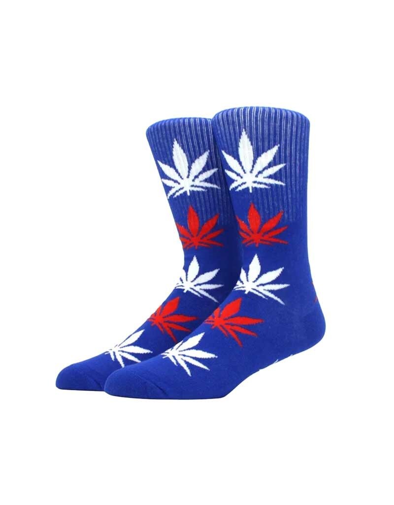 Weed Leaf Socks - Red, White, and Blue