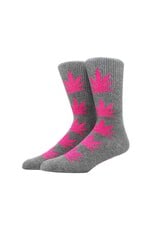 Weed Leaf Socks - Pink and Grey