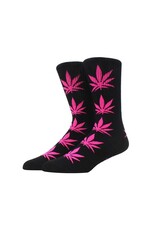 Weed Leaf Socks - Pink and Black