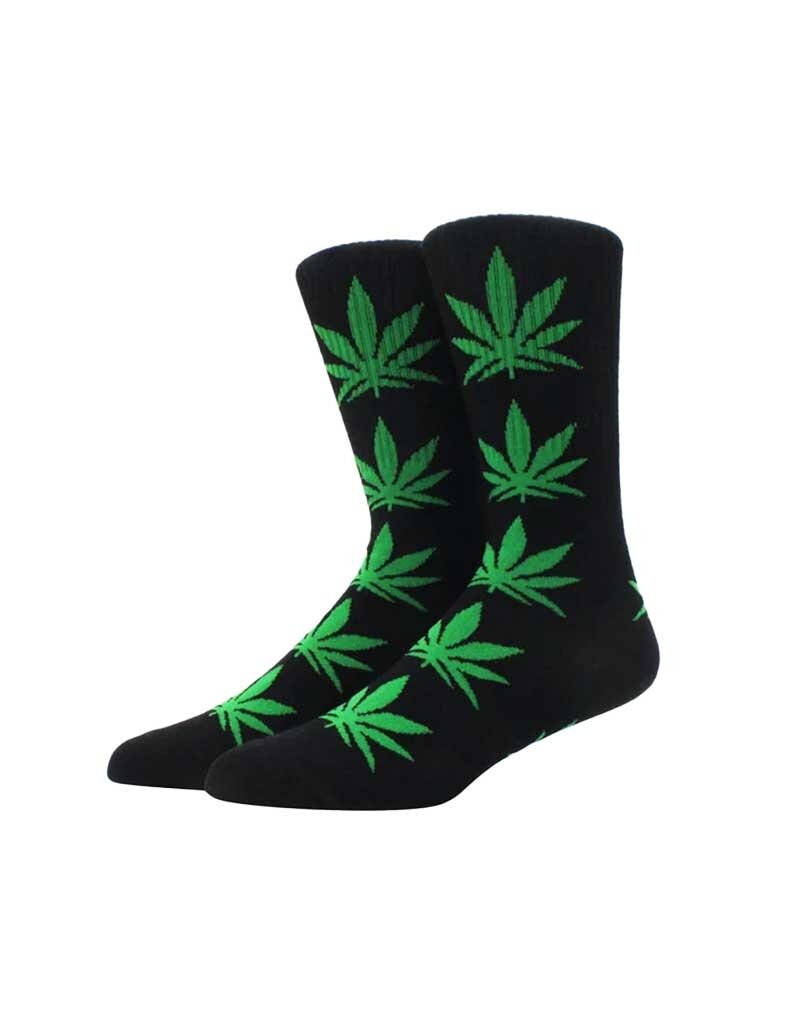 Weed Leaf Socks - Green and Black