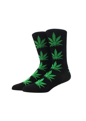 Weed Leaf Socks - Green and Black