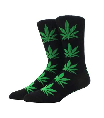 Weed Leaf Socks - Green and Black