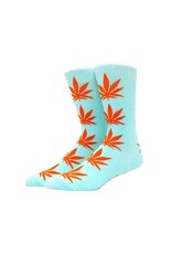 Weed Leaf Socks - Orange and Light Blue