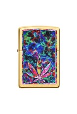 Leaf Design Brushed Brass - Zippo Lighter