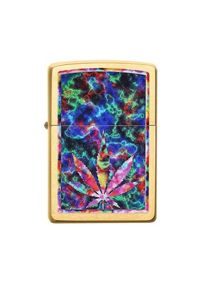 Leaf Design Brushed Brass - Zippo Lighter