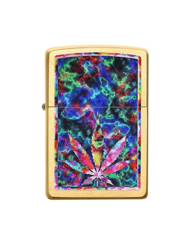 Leaf Design Brushed Brass - Zippo Lighter