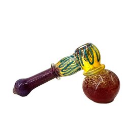 6" Silver Fumed Frit Line Work Hammer Bubbler Red