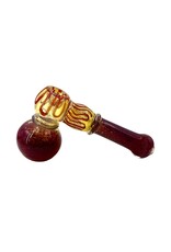 6" Silver Fumed Frit Line Work Hammer Bubbler Red