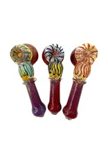 6" Silver Fumed Frit Line Work Hammer Bubbler Red