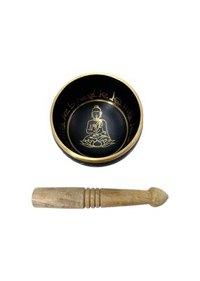 Yoga Design Tibetan Meditation Singing Bowl 4"D Black