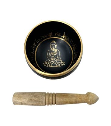 Yoga Design Tibetan Meditation Singing Bowl 4"D Black