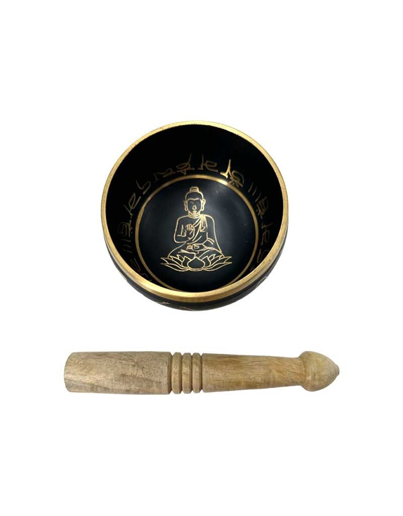 Yoga Design Tibetan Meditation Singing Bowl 4"D Black
