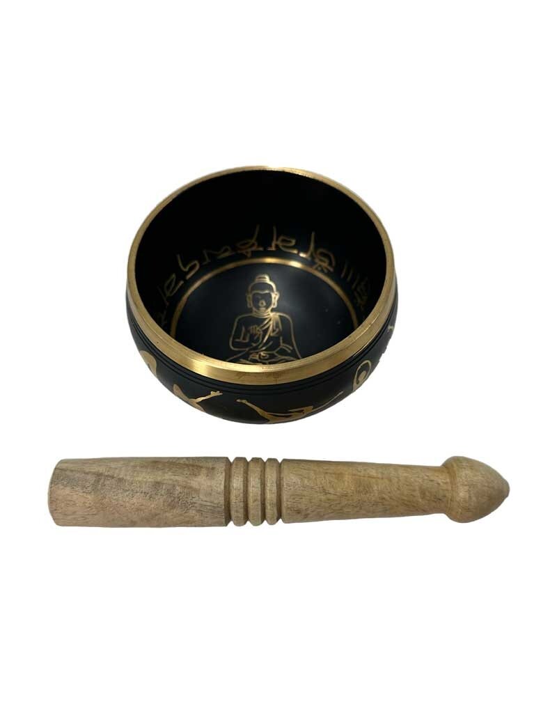 Yoga Design Tibetan Meditation Singing Bowl 4"D Black