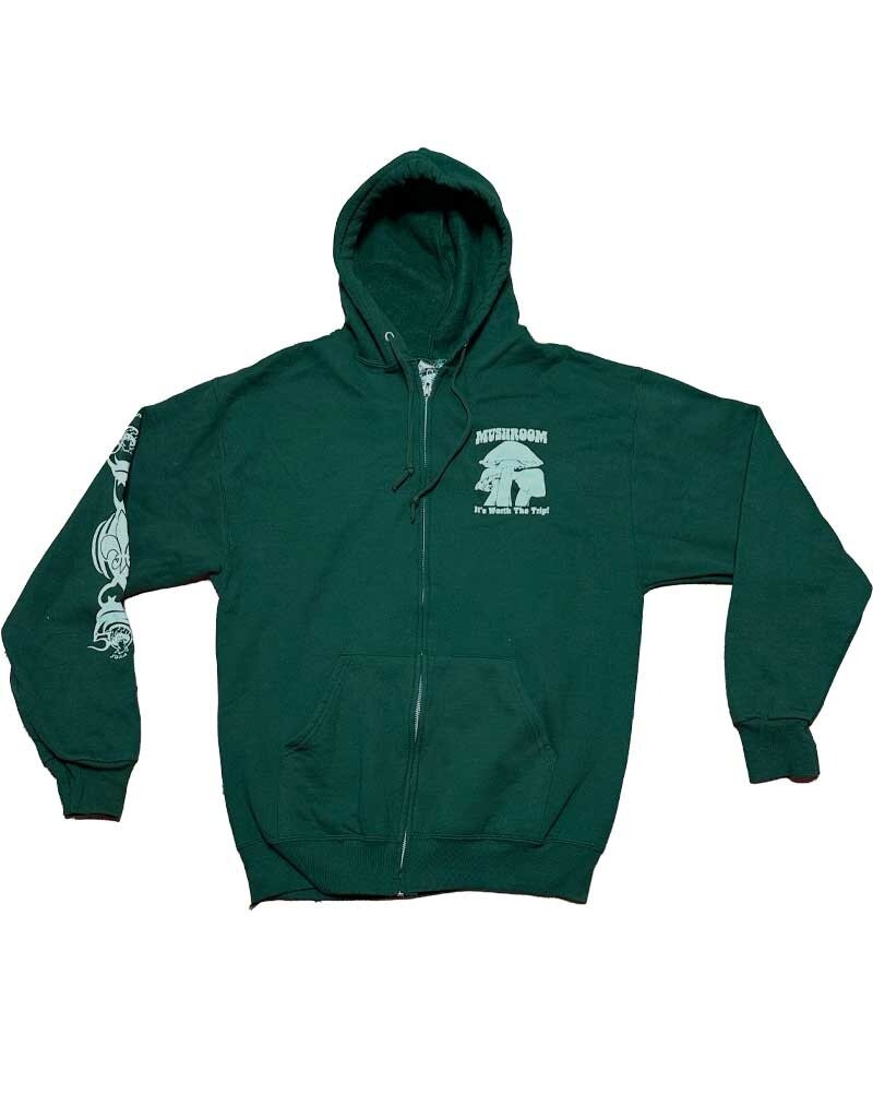 Mushroom Classic Logo Zip-Up Hoodie Forest Green