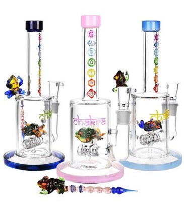9" Chakra Frog Barrel Perc Water Pipe