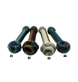 4" Hippie Hook Up Multi-Color Line Work Marty Hand Pipe